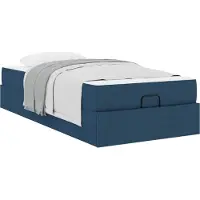 vidaXL Bedframe met matras 2 st Blauw Stof
