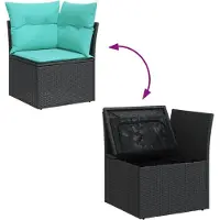 vidaXL 7-delige Loungeset met kussens poly rattan zwart