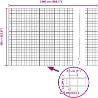 vidaXL gelast draadhek met palen 25 x 0,6 m Gegalvaniseerd staal Mesh