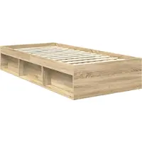 vidaXL Bedframe met hoofdeinde Sonoma 90 x 190 cm Massief grenenhout