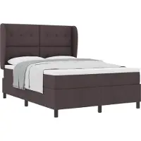 vidaXL Boxspring bed met hoofdeinde Donkerbruin 140 x 200 cm Stof