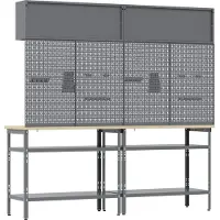 vidaXL Werkbankset 8 st Rood en Grijs Gepoedercoat staal
