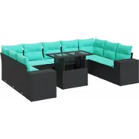 vidaXL 10-delige Loungeset met kussens poly rattan acacia zwart