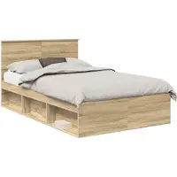 vidaXL Bedframe met hoofdeinde Sonoma 120 x 200 cm Bewerkt hout