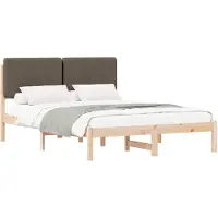 vidaXL Bedframe met gestoffeerd hoofdeinde, taupe, 140 x 200 cm