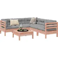 vidaXL 6-delige Loungeset met kussens massief douglas vurenhout