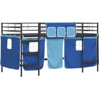 vidaXL Bunkbed voor kinderen met gordijnen Zwart en Blauw 107 x 203 cm