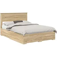 vidaXL Bedframe met lade Sonoma Eik 140 x 190 cm Bewerkt hout
