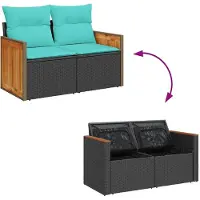 vidaXL 11-delige Loungeset met kussens poly rattan acacia zwart