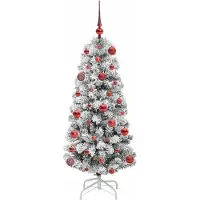 vidaXL - Kunstmatige - Hinged - Kerstboom - 150 - LED's - Groen - en - Wit - 120 - cm