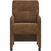 vidaXL Eetkamerstoelen met wielen 2 st Faux suede leer Bruin