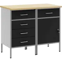 vidaXL Werk Cabinet met lade 2 pcs Zwart en Grijs 100 x 55 x 85 cm