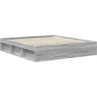 vidaXL Bedframe Grijs Sonoma 180 x 200 cm Massief grenenhout
