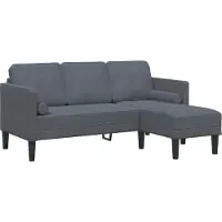 vidaXL - Bankstel - met - kussen - Donkergrijs - Polyester