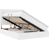 vidaXL Opbergbed met LED met opslag Zuiver Wit 140 x 200 cm Kunstleer