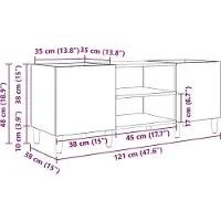 vidaXL Platenkast 121 x 38 x 48 cm Bewerkt hout Artisan Eiken