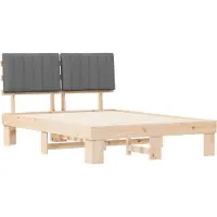 vidaXL Bedframe met gestoffeerde hoofdbord, lichtgrijs, 140 x 190 cm