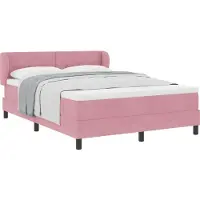 vidaXL Boxspringbed met hoofdeinde, roze, 140 x 200 cm, fluweel