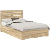 vidaXL Bedframe met lade Sonoma Eik 120 x 200 cm Bewerkt hout