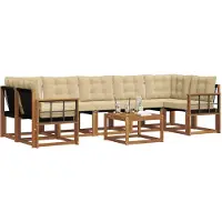 vidaXL Buiten bank set 8 st Natuurlijk en Beige