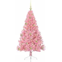 vidaXL Kunststof Voorverlichte Kerstboom met 150 LED Roze 150 cm PVC