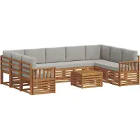 vidaXL Buiten bank set 10 st Naturel en lichtgrijs