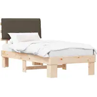 vidaXL Bedframe met Gevoerde Hoofdbord Taupe 90 x 190 cm