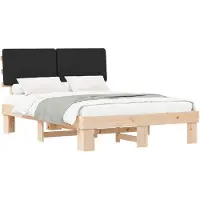 vidaXL Bedframe met Gevoerde Hoofdbord Zwart 160 x 200 cm