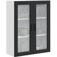 vidaXL Wandglas Kasten PORTO Zwart 80 x 31 x 100 cm Bewerkt hout