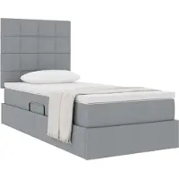 vidaXL Opbergbed met matras, lichtgrijs, 90 x 200 cm, met stoffen bekleding