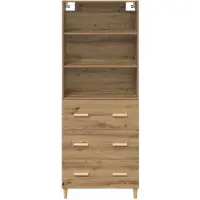 vidaXL Highboard Artisan Eiken 69,5 x 32,5 x 180 cm Bewerkt hout