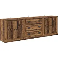 vidaXL Dressoirs 3 st Oud hout 210 x 35,5 x 67,5 cm Bewerkt hout