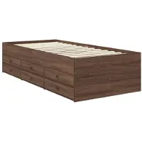 vidaXL Dagbed met lade Bruin Eiken en Zwart 75 x 190 cm Bewerkt hout