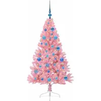 vidaXL Kunststof Voorverlichte Kerstboom met 150 LED Roze 150 cm PVC
