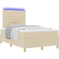 vidaXL LED Box Spring Bed met hoofdeinde Crème 120 x 200 cm Stof