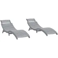 vidaXL Ligbedden 2 st 184x55x64 cm massief acaciahout grijs