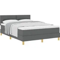 vidaXL Boxspring bed met kussen Donkergrijs 140 x 190 cm Stof