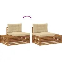 vidaXL Buiten bank set met kussen 5 Stuk Natuurlijk en Beige