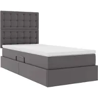vidaXL Opbergbed met LED met hoofdeinde Grijs 100 x 200 cm Kunstleer