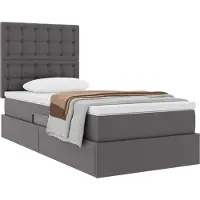 vidaXL Opbergbed met hoofdeinde met opslag Grijs 90 x 200 cm Kunstleer