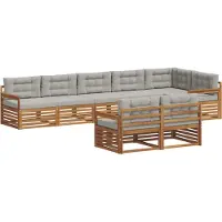 vidaXL Buiten bank set 8 st Natuurlijk en Licht Grijs