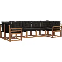 vidaXL Buiten bank set 7 st Natuurlijk en zwart