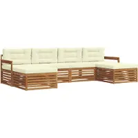 vidaXL Buiten bank set 6 st Natuurlijk en Crème Massief Acacia Hout