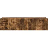 vidaXL TV Wandkast 2 st Rook Eiken Bewerkt hout