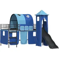 vidaXL Bunkbed voor kinderen Effen Zwart en Blauw 90 x 200 cm Metaal