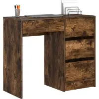 vidaXL Bureau Rook Eiken Bewerkt hout 90 x 37.5 x 75 cm
