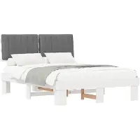 vidaXL Bedframe met Gevoerde Hoofdbord Lichtgrijs 135 x 190 cm