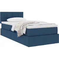 vidaXL Opbergbed met matras, blauw, 100 x 200 cm, fluweel