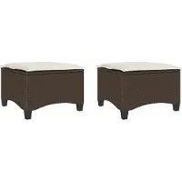 vidaXL Tuinkrukken met kussens 2 st 55x55x36 cm poly rattan bruin