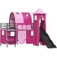 vidaXL Bunkbed voor kinderen Effen Zwart en Roze 75 x 190 cm Metaal